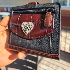 Brighton Bellisimo heart , croco embossed and pebbled Italian leather wallet